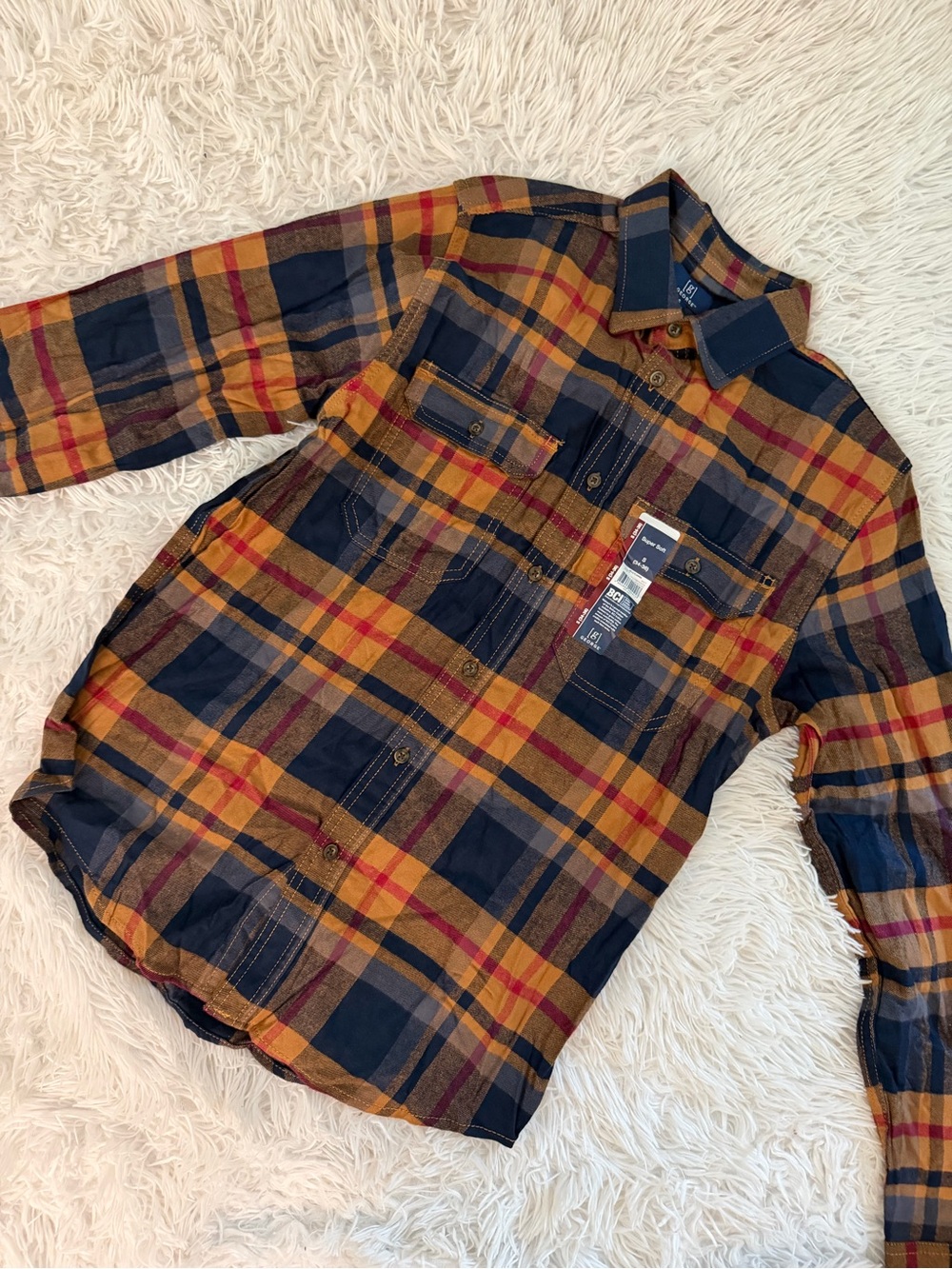 Men’s George Plaid Flannel Shirt Size S – Multicolor Super Soft Button Front